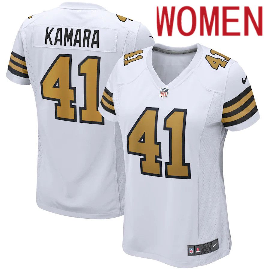 Women New Orleans Saints #41 Alvin Kamara Nike White Alternate Game Player NFL Jersey->women nfl jersey->Women Jersey